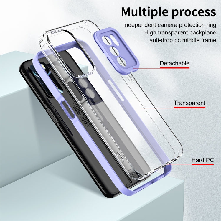 For OPPO A16 / A16s 3 in 1 Clear TPU Color PC Frame Phone Case
