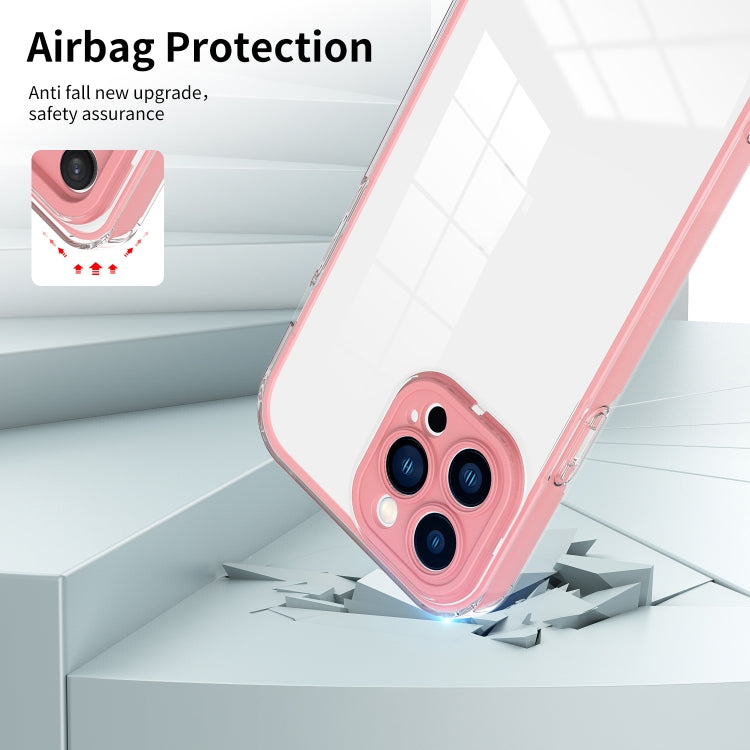 For iPhone 13 Pro Max 3 in 1 Clear TPU Color PC Frame Phone Case