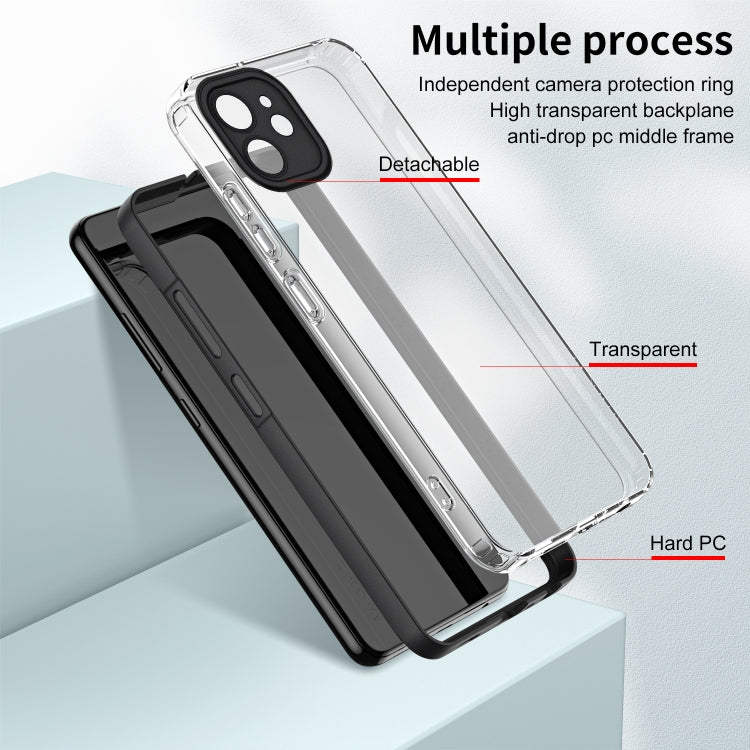 For iPhone 13 3 in 1 Clear TPU Color PC Frame Phone Case