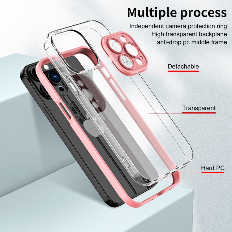 For iPhone 12 Pro 3 in 1 Clear TPU Color PC Frame Phone Case