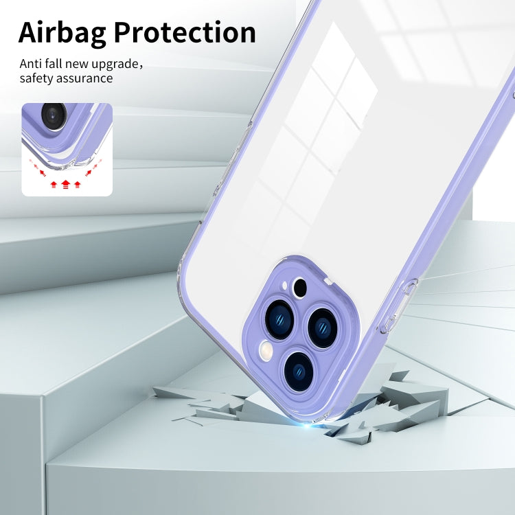 For iPhone 12 Pro 3 in 1 Clear TPU Color PC Frame Phone Case