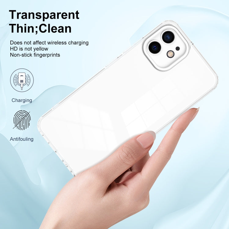For iPhone 12 3 in 1 Clear TPU Color PC Frame Phone Case