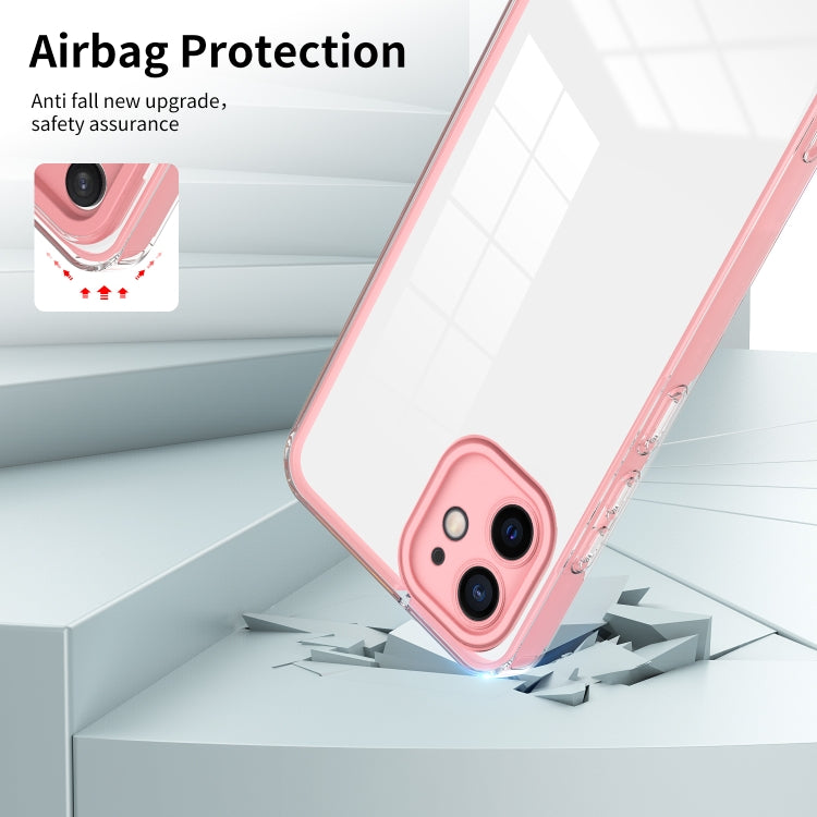 For iPhone 12 3 in 1 Clear TPU Color PC Frame Phone Case