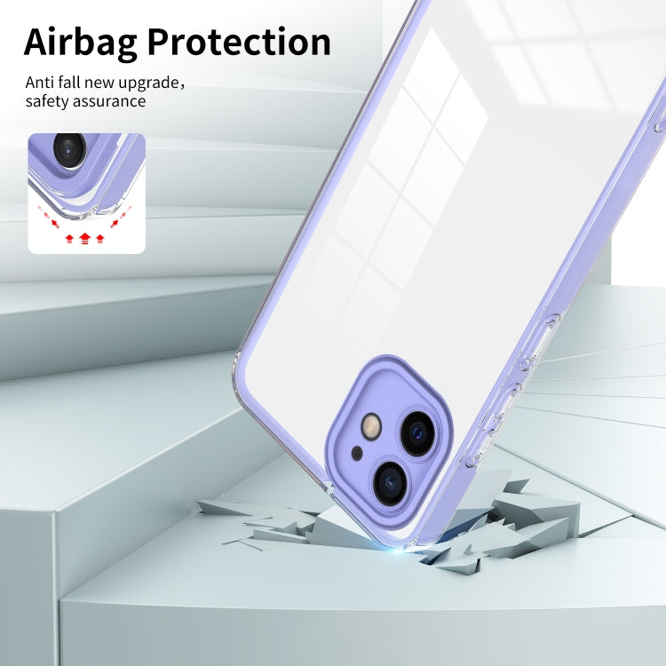 For iPhone 11 3 in 1 Clear TPU Color PC Frame Phone Case