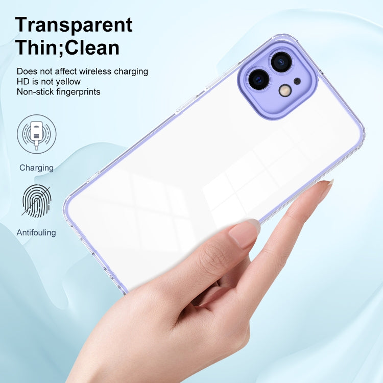 For iPhone 11 3 in 1 Clear TPU Color PC Frame Phone Case
