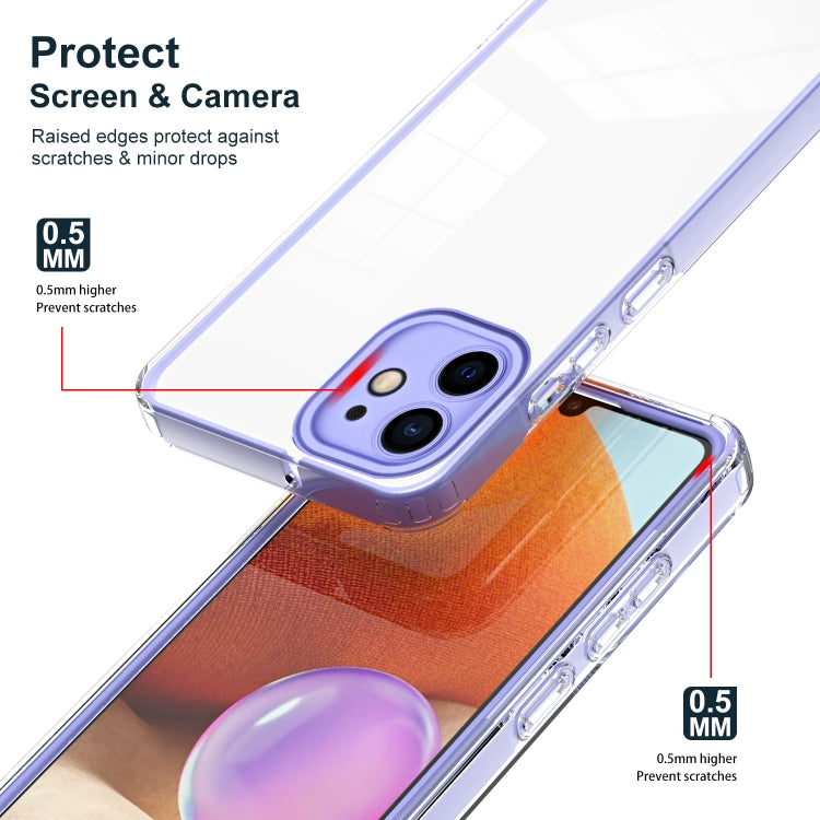 For iPhone 11 3 in 1 Clear TPU Color PC Frame Phone Case