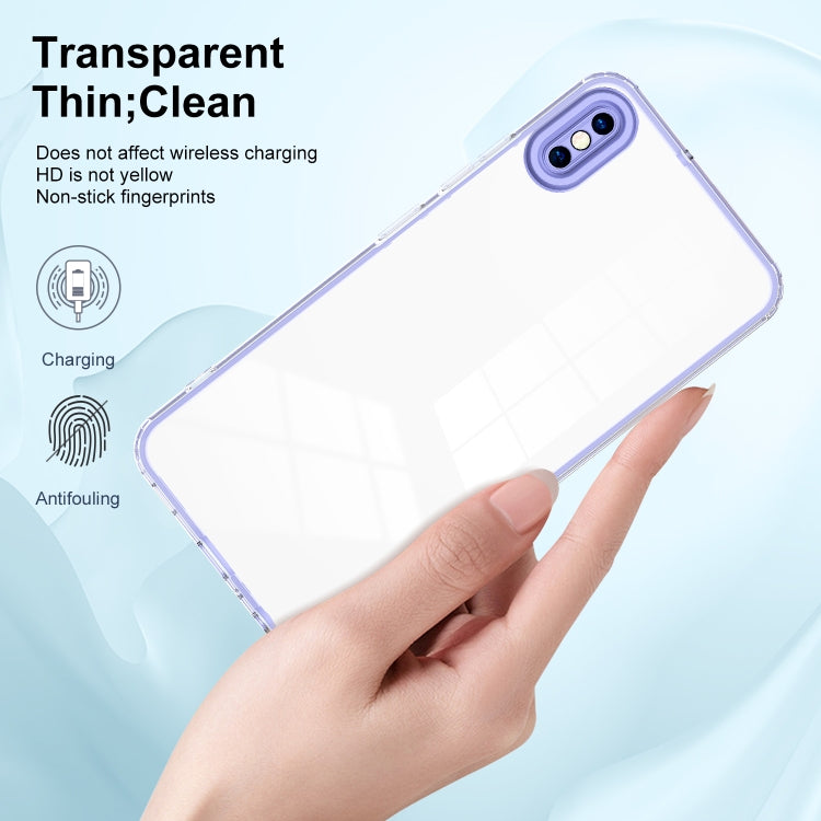 For iPhone X / XS 3 in 1 Clear TPU Color PC Frame Phone Case