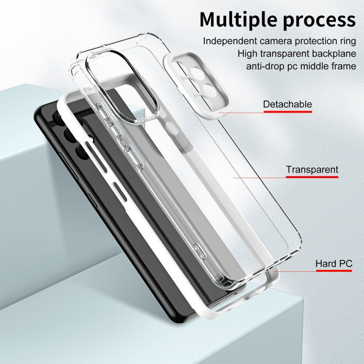For Samsung Galaxy A52 5G / 4G 3 in 1 Clear TPU Color PC Frame Phone Case