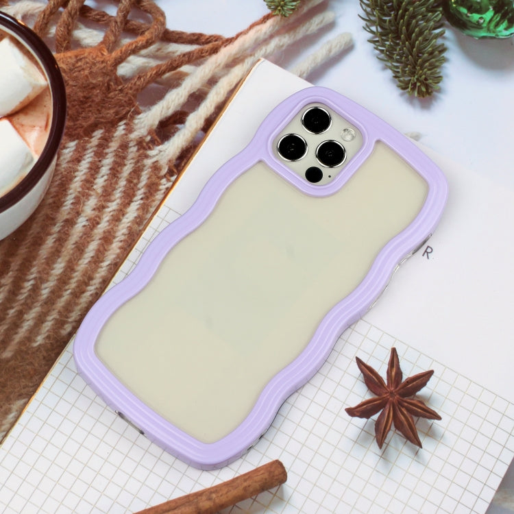 For iPhone 12 / 12 Pro Candy Color Wave TPU Clear PC Phone Case