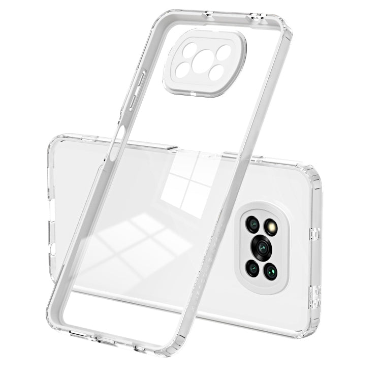 For Xiaomi Poco X3 3 in 1 Clear TPU Color PC Frame Phone Case