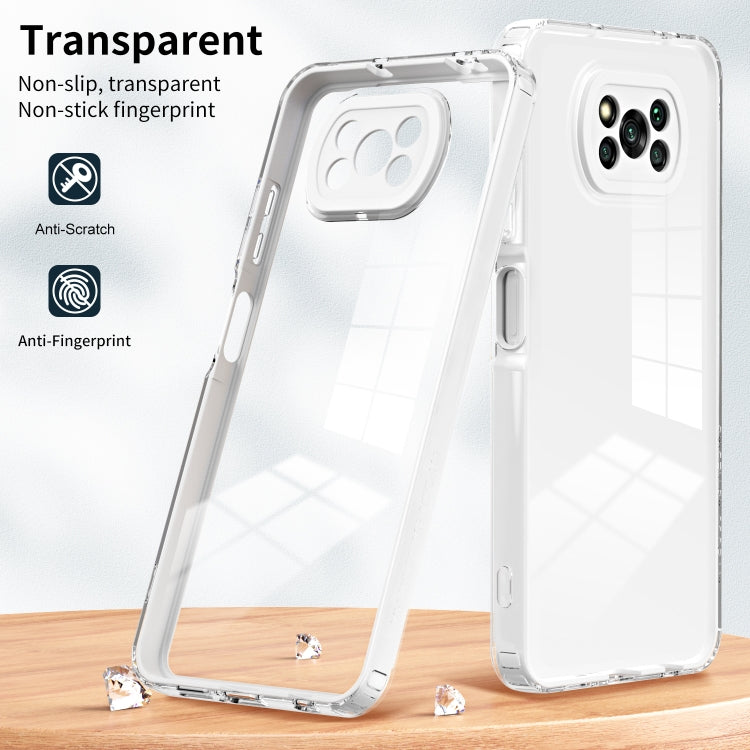 For Xiaomi Poco X3 3 in 1 Clear TPU Color PC Frame Phone Case