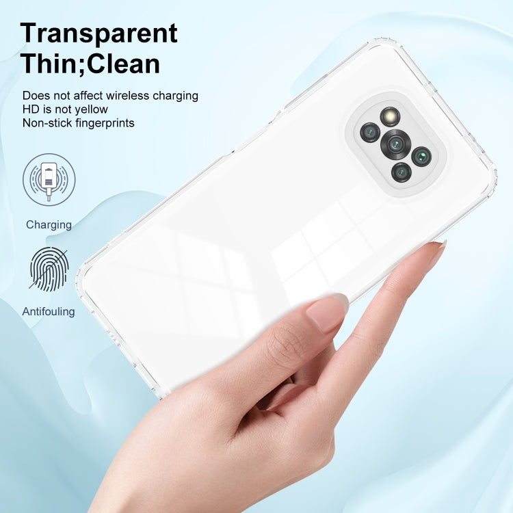 For Xiaomi Poco X3 3 in 1 Clear TPU Color PC Frame Phone Case