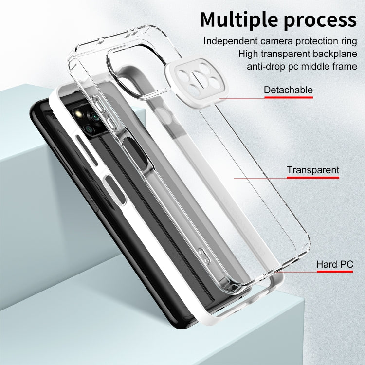For Xiaomi Poco X3 3 in 1 Clear TPU Color PC Frame Phone Case