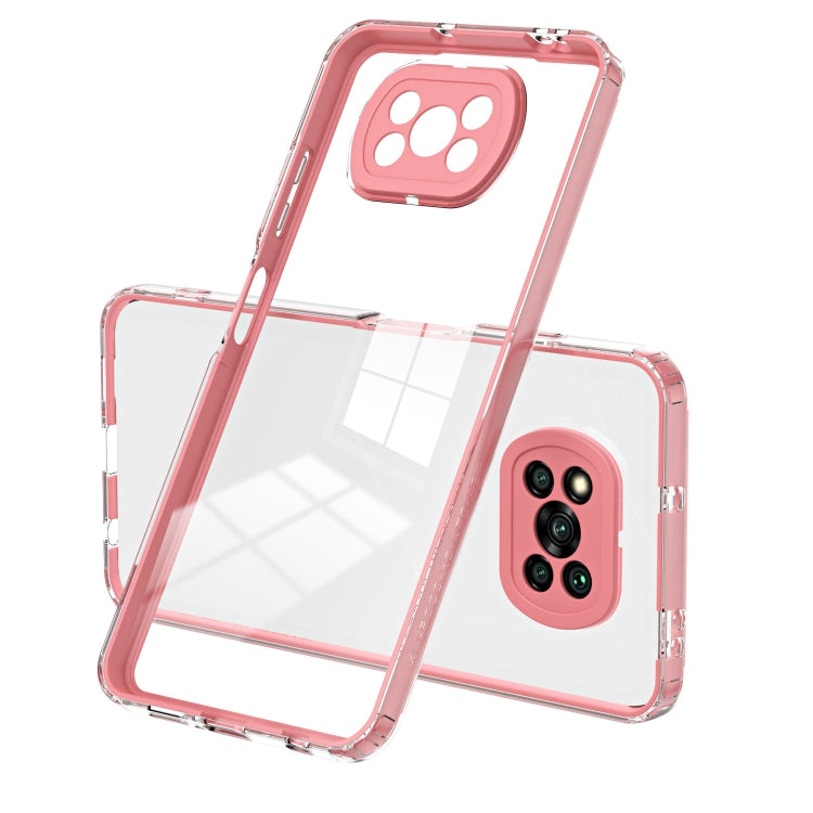 For Xiaomi Poco X3 3 in 1 Clear TPU Color PC Frame Phone Case