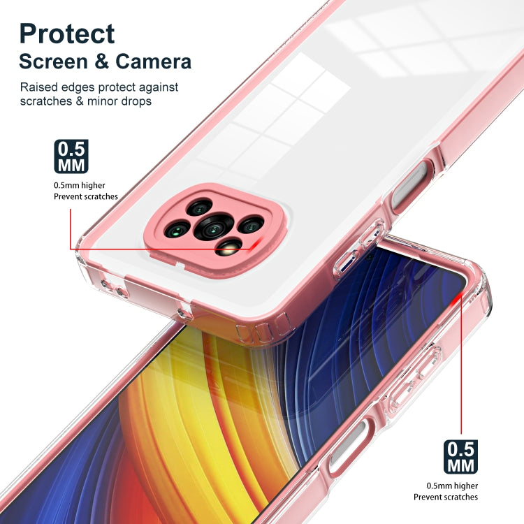 For Xiaomi Poco X3 3 in 1 Clear TPU Color PC Frame Phone Case