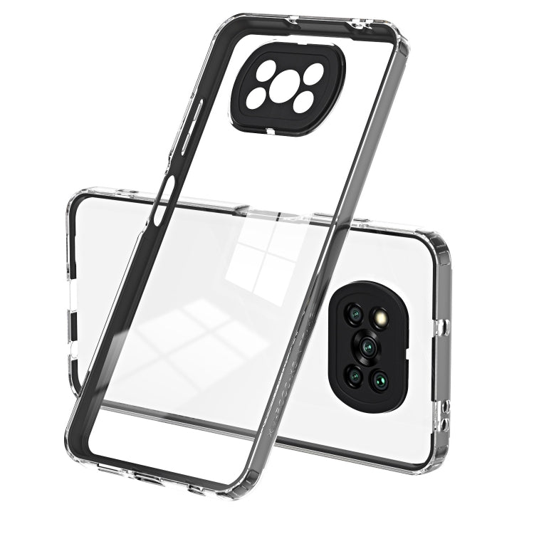 For Xiaomi Poco X3 3 in 1 Clear TPU Color PC Frame Phone Case