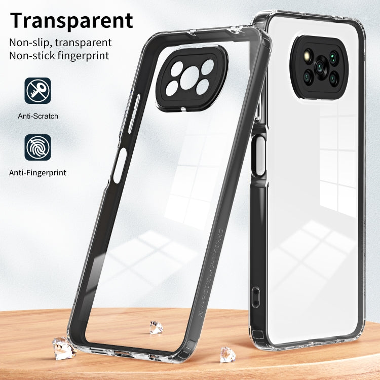For Xiaomi Poco X3 3 in 1 Clear TPU Color PC Frame Phone Case