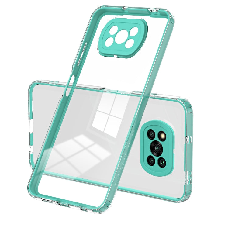 For Xiaomi Poco X3 3 in 1 Clear TPU Color PC Frame Phone Case