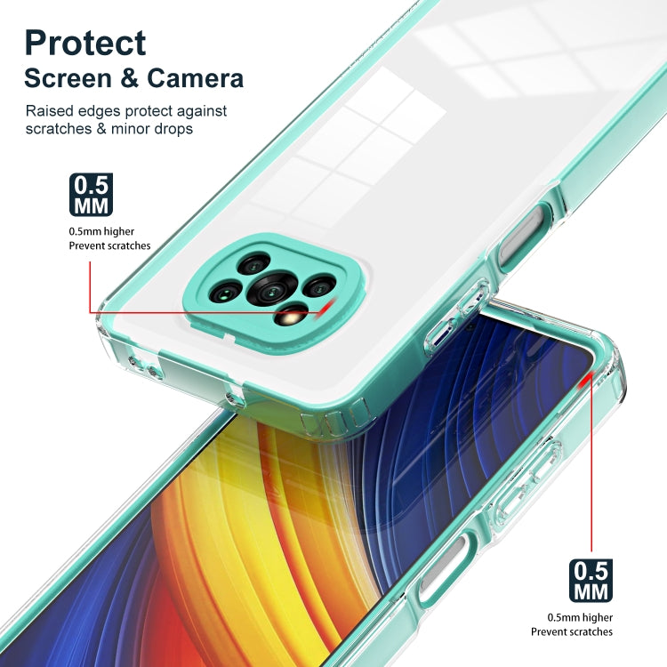 For Xiaomi Poco X3 3 in 1 Clear TPU Color PC Frame Phone Case