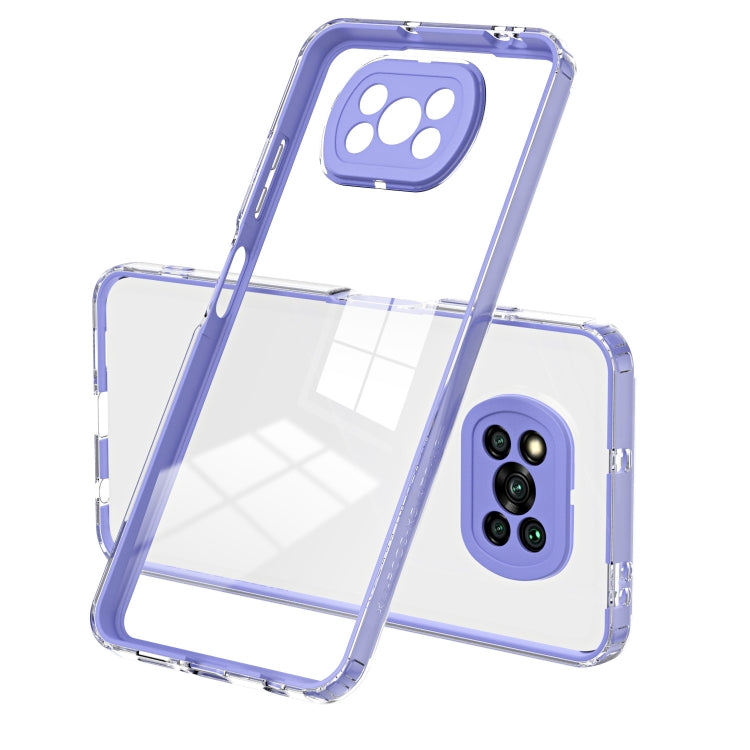 For Xiaomi Poco X3 3 in 1 Clear TPU Color PC Frame Phone Case