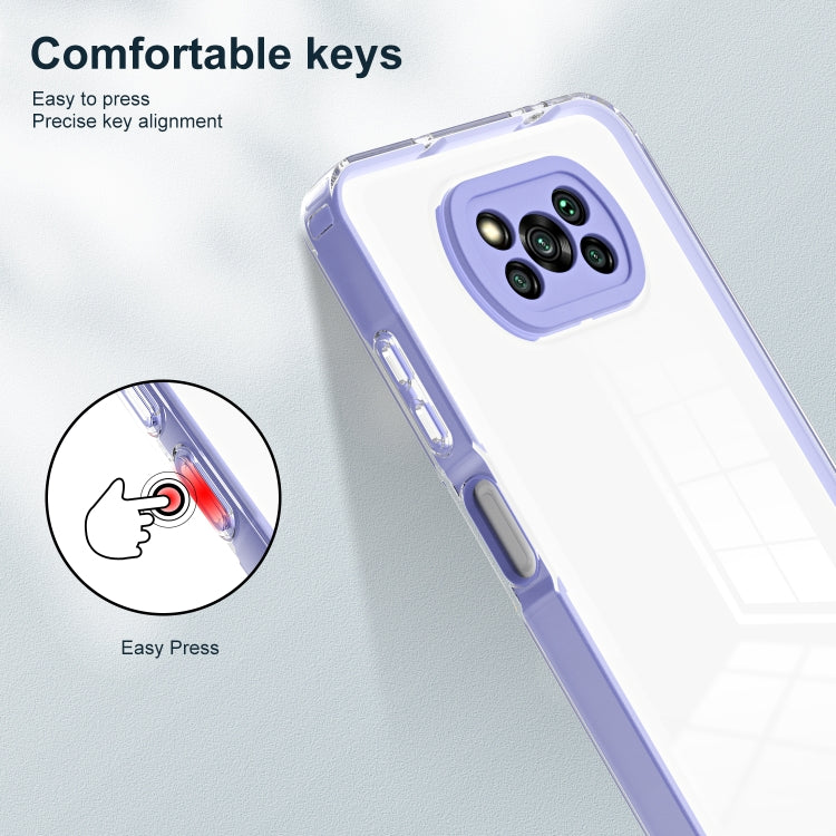 For Xiaomi Poco X3 3 in 1 Clear TPU Color PC Frame Phone Case