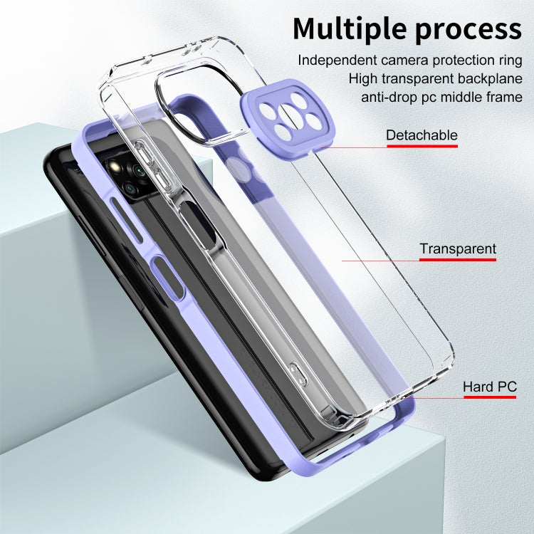 For Xiaomi Poco X3 3 in 1 Clear TPU Color PC Frame Phone Case