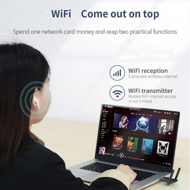COMFAST CF-953AX 1800Mbps USB 3.0 WiFi6 Wireless Network Card with Antenna(Black)