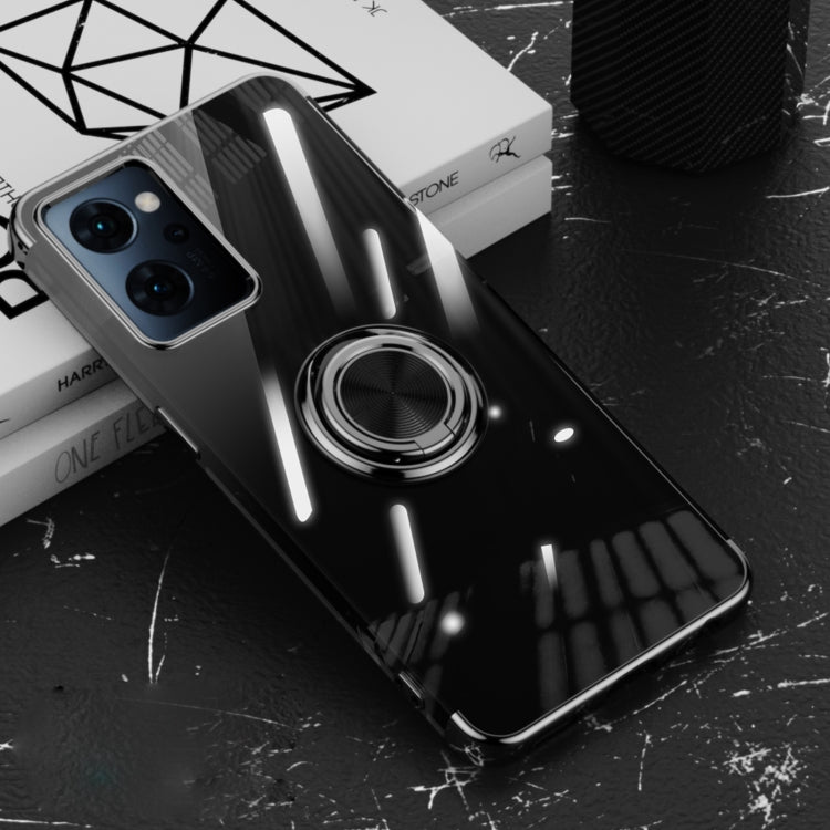 For OPPO Reno7 A Electroplating Ring Holder Transparent Phone Case