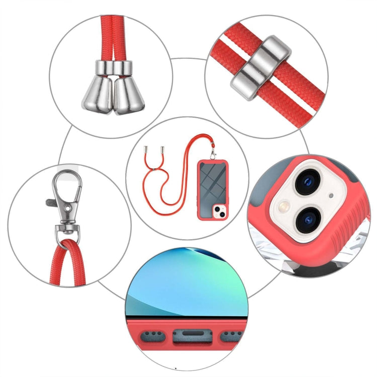 Starry Sky Solid Color Series Shockproof PC + TPU Phone Case with Neck Strap For iPhone 14 Max