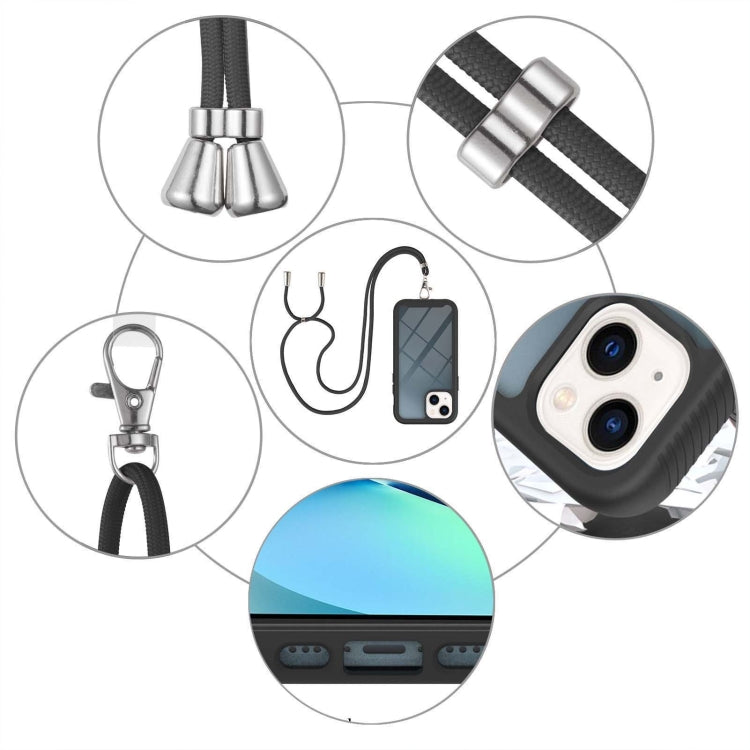 For iPhone 14 Starry Sky Solid Color Series Shockproof PC + TPU Phone Case with Neck Strap