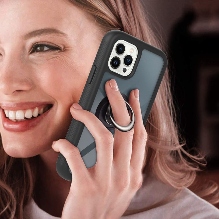 Starry Sky Solid Color Series PC + TPU Case with Ring Holder & Magnetic Function For iPhone 14 Pro