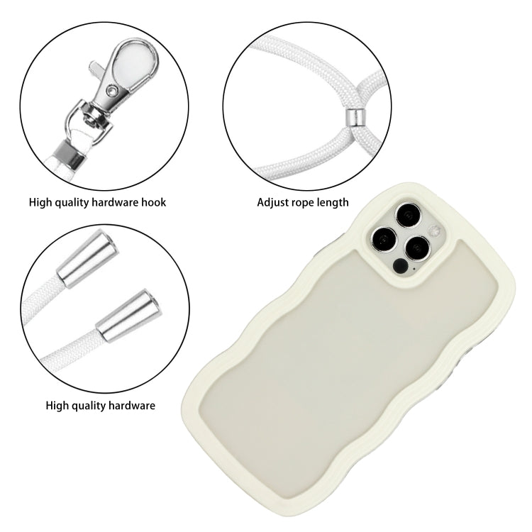 For iPhone 12 / 12 Pro Lanyard Candy Color Wave TPU Clear PC Phone Case