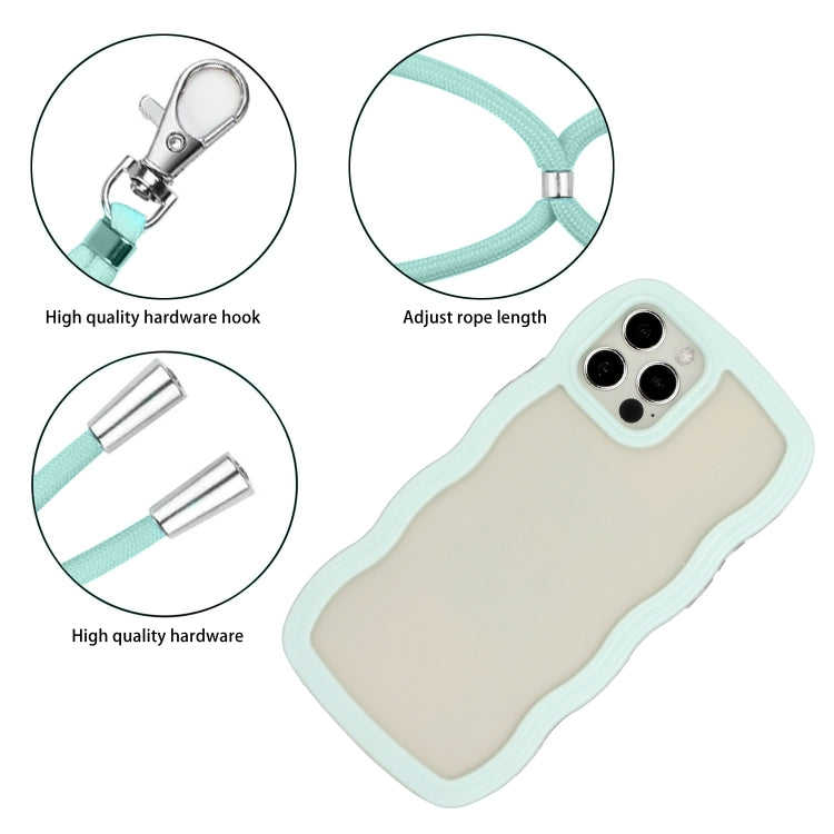 For iPhone 12 Pro Max Lanyard Candy Color Wave TPU Clear PC Phone Case