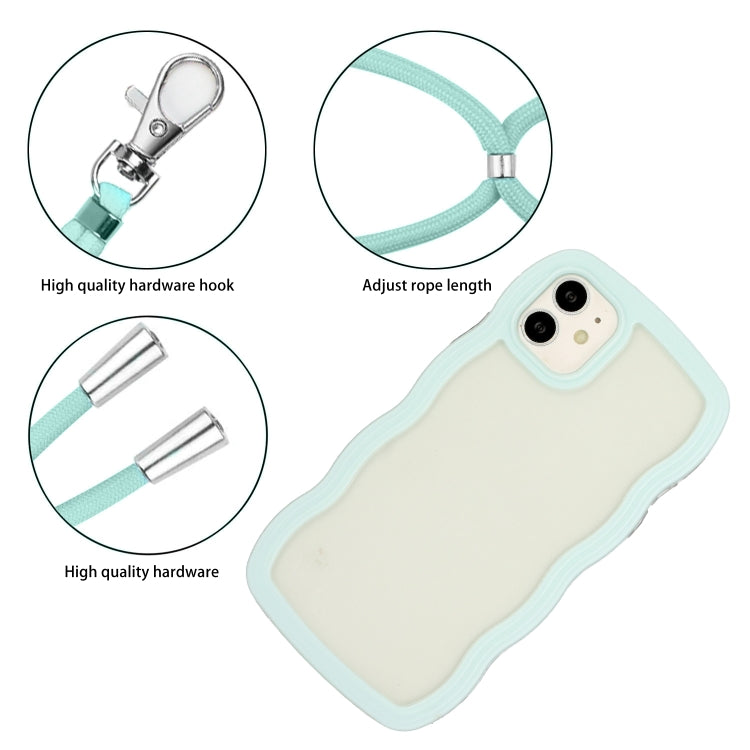 For iPhone 11 Lanyard Candy Color Wave TPU Clear PC Phone Case