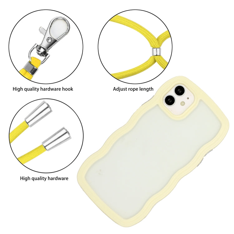 For iPhone 11 Lanyard Candy Color Wave TPU Clear PC Phone Case
