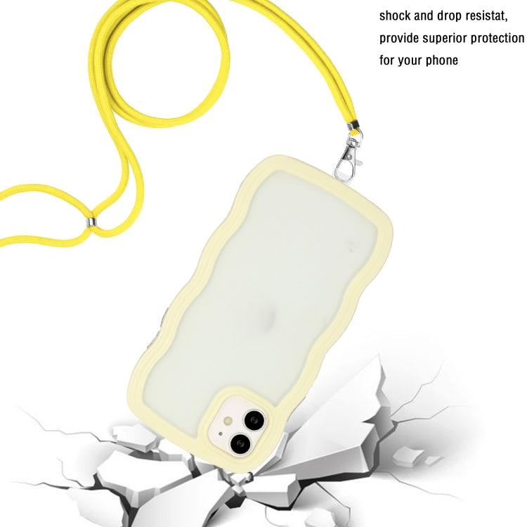 For iPhone 11 Lanyard Candy Color Wave TPU Clear PC Phone Case