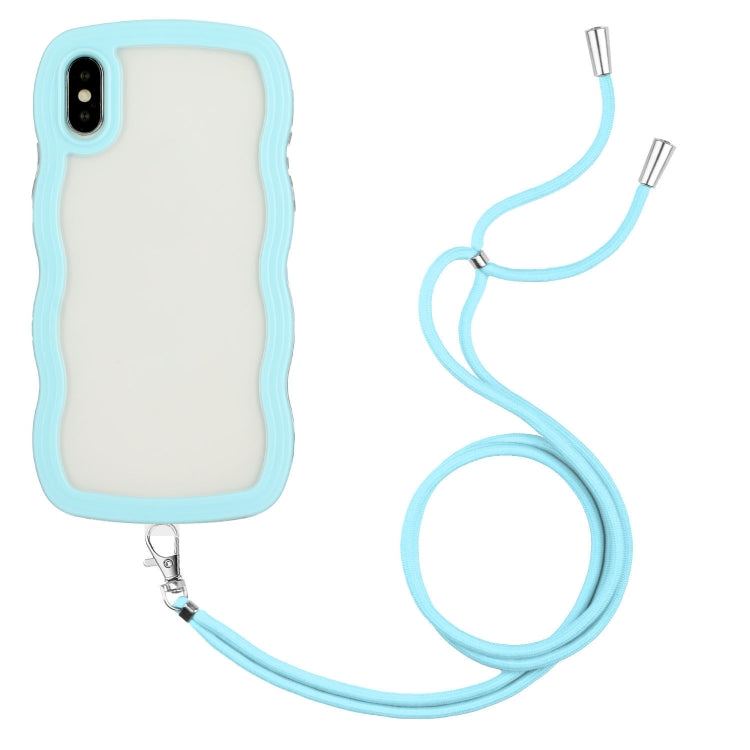 For iPhone X / XS Lanyard Candy Color Wave TPU Clear PC Phone Case