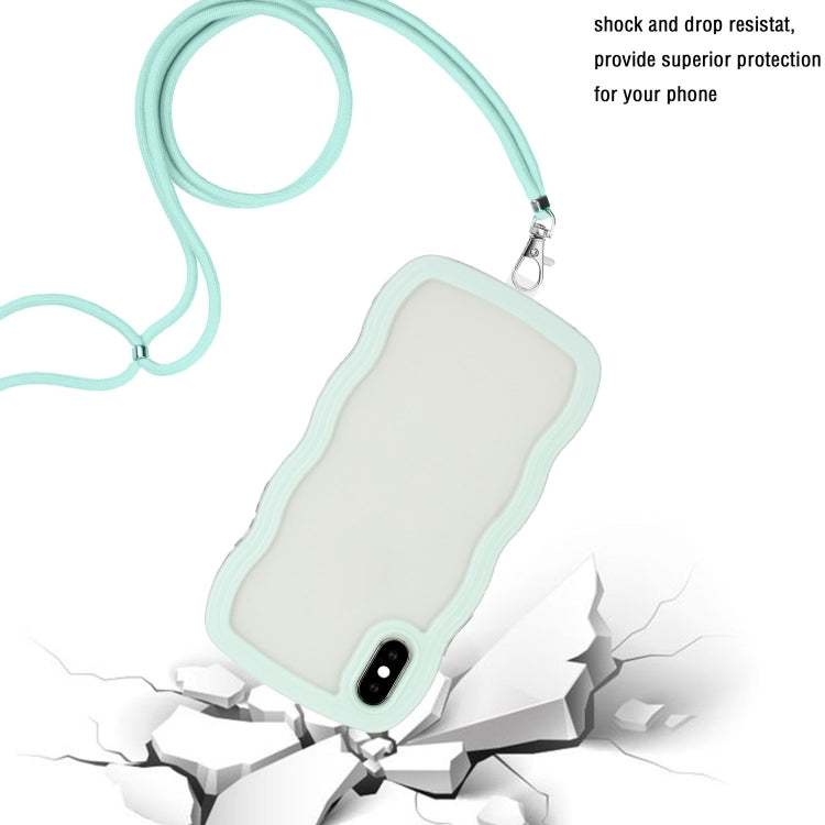 For iPhone X / XS Lanyard Candy Color Wave TPU Clear PC Phone Case