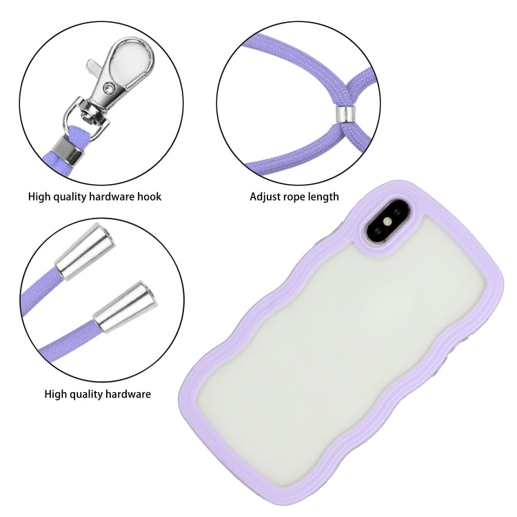 For iPhone X / XS Lanyard Candy Color Wave TPU Clear PC Phone Case
