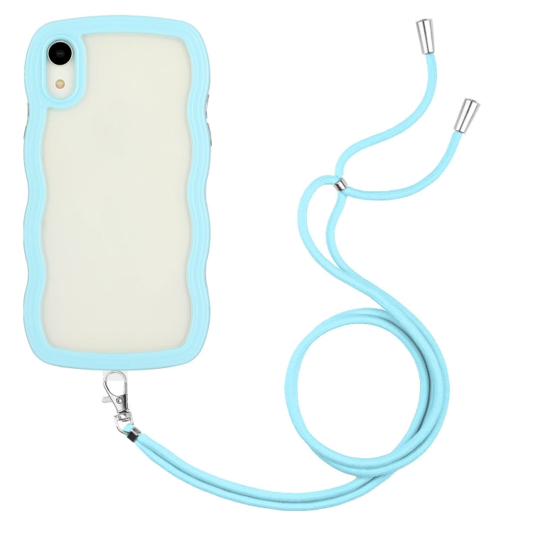 For iPhone XR Lanyard Candy Color Wave TPU Clear PC Phone Case