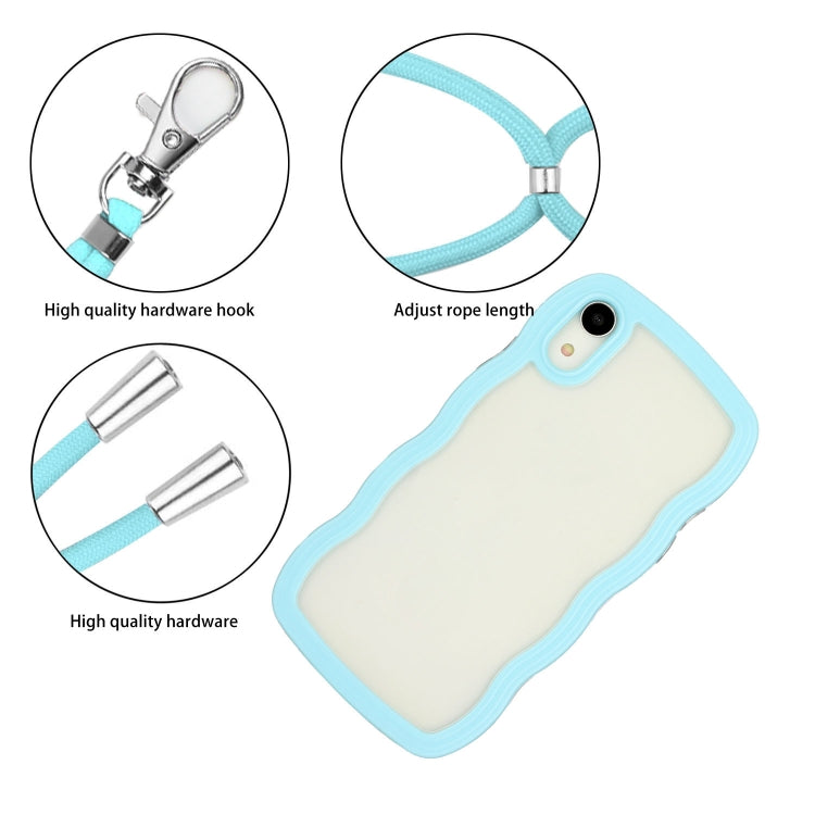 For iPhone XR Lanyard Candy Color Wave TPU Clear PC Phone Case