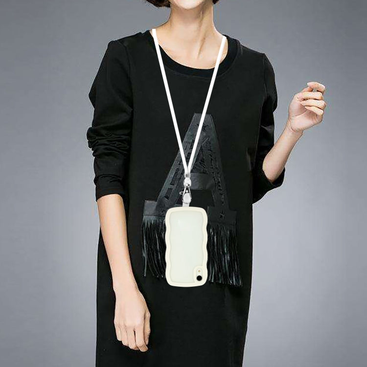 For iPhone XR Lanyard Candy Color Wave TPU Clear PC Phone Case