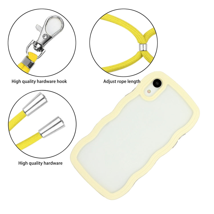 For iPhone XR Lanyard Candy Color Wave TPU Clear PC Phone Case