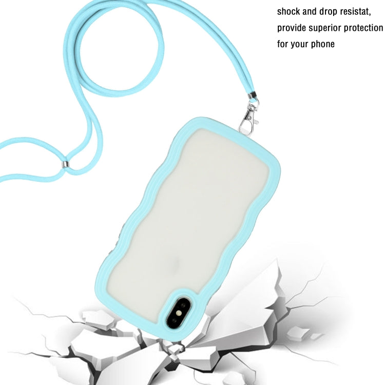 For iPhone XS Max Lanyard Candy Color Wave TPU Clear PC Phone Case
