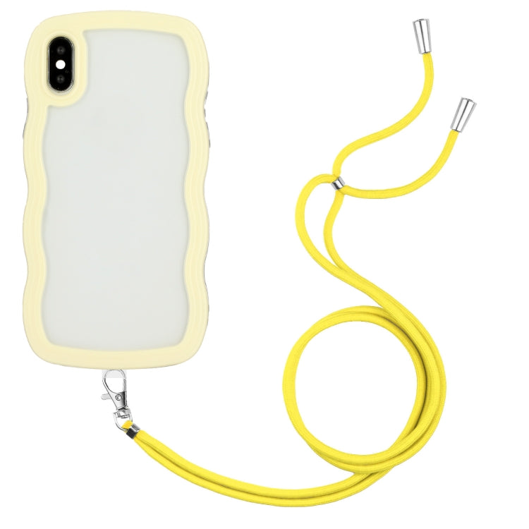 For iPhone XS Max Lanyard Candy Color Wave TPU Clear PC Phone Case