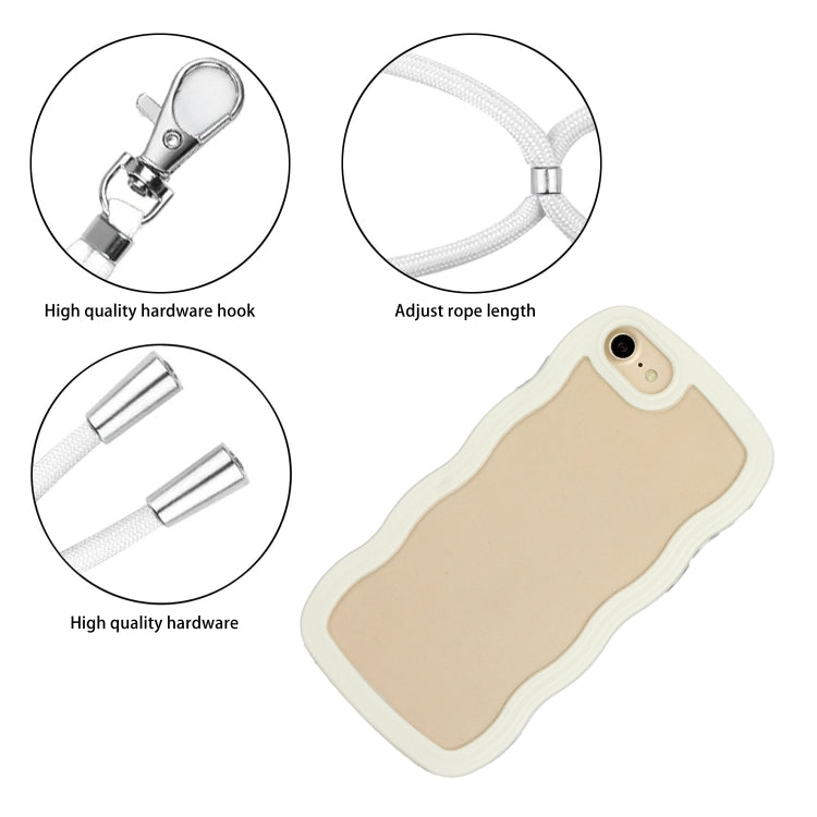 For iPhone SE 2022 / SE 2020 / 8 / 7 Lanyard Candy Color Wave TPU Clear PC Phone Case