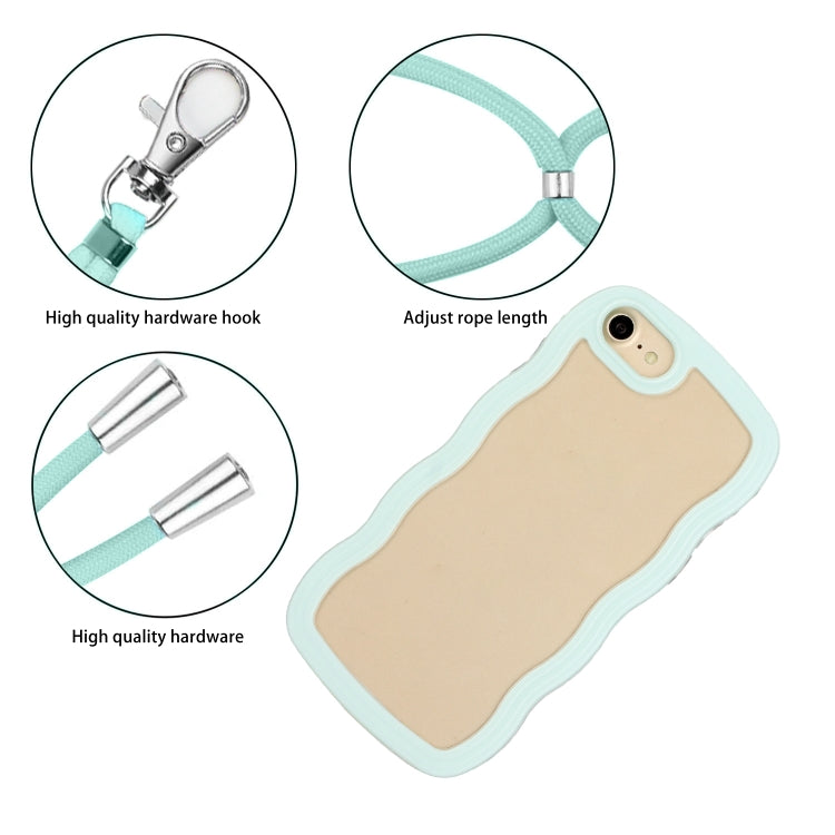 For iPhone SE 2022 / SE 2020 / 8 / 7 Lanyard Candy Color Wave TPU Clear PC Phone Case