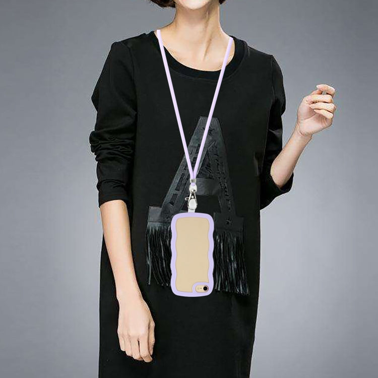 For iPhone SE 2022 / SE 2020 / 8 / 7 Lanyard Candy Color Wave TPU Clear PC Phone Case