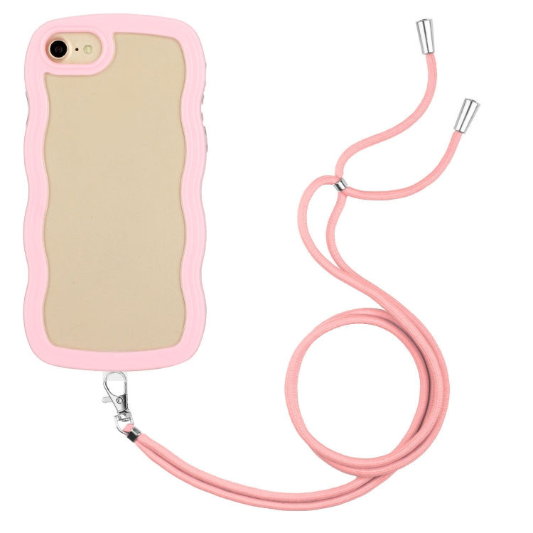 For iPhone SE 2022 / SE 2020 / 8 / 7 Lanyard Candy Color Wave TPU Clear PC Phone Case