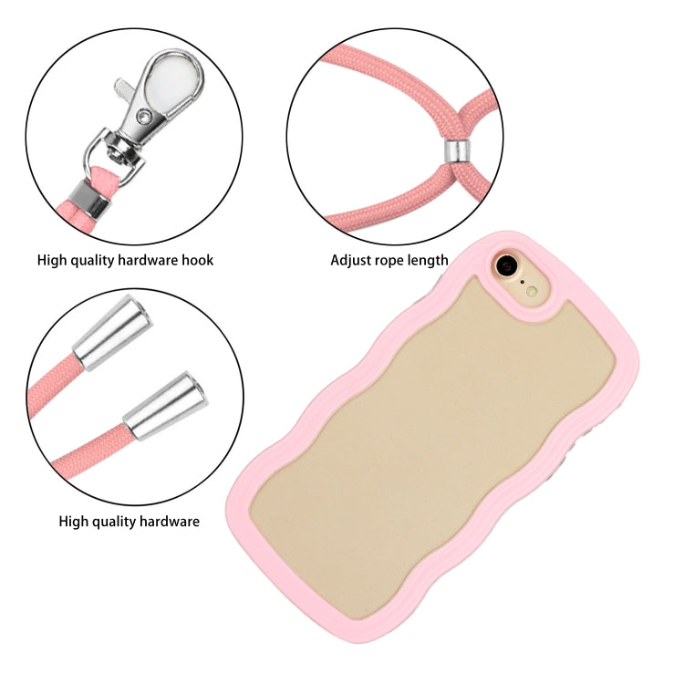 For iPhone SE 2022 / SE 2020 / 8 / 7 Lanyard Candy Color Wave TPU Clear PC Phone Case